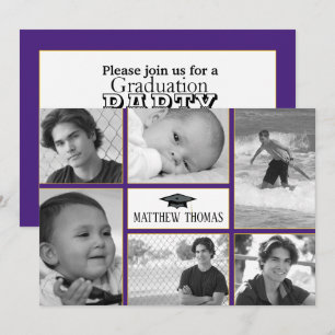 Purple & Gold Graduation Invitation, Matte 5" x 7" Invitation