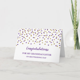 Purple Gold Granddaughter Wedding Day Card
