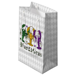 PURPLE GOLD GREEN MARDI GRAS LOBSTERS SMALL GIFT BAG