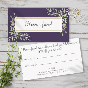 Purple Gold Greenery Business Referral Card