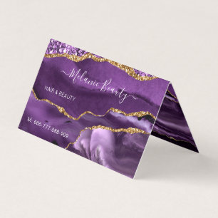 Purple Gold Hair Beauty Business Card Template
