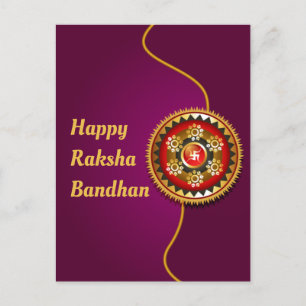 Purple & Gold Happy Raksha Bandhan Postcard