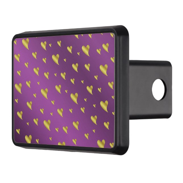 purple,gold,heart, purple, decoration, medal, trailer hitch cover (Left)