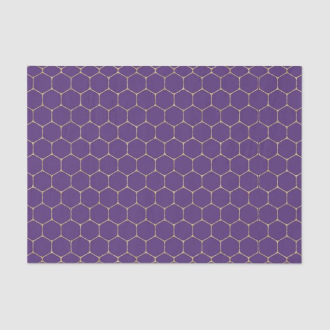 Purple & Gold HoneyComb (Design 16 Purple Series) Tissue Paper (Front)