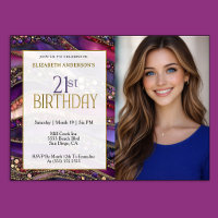 Purple Gold Jewelled Strata 21st Birthday Photo