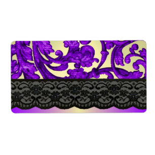 Purple & gold lace damask