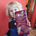 Purple & Gold Lines Striped Psychedelic & Trippy Samsung Galaxy Case<br><div class="desc">Abstract geometric, modern stripped design with customizable colours.The moiré effect is an optical illusion that gives an impression of movement and colour shades everyone will enjoy! Main colours of this psychedelic pattern : purple and gold. Name to customize. Find other cool accessories with incredible patterns in my PSYCHEDELIC HOME DECOR...</div>