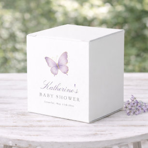 Purple Gold Little Butterfly Boy Girl Baby Shower Favor Box