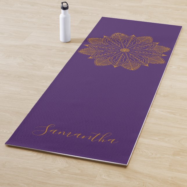 Purple gold mandala elegant feminine personalized yoga mat (In Situ)