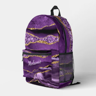 Purple Gold Marble Custom Your Name Backpack
