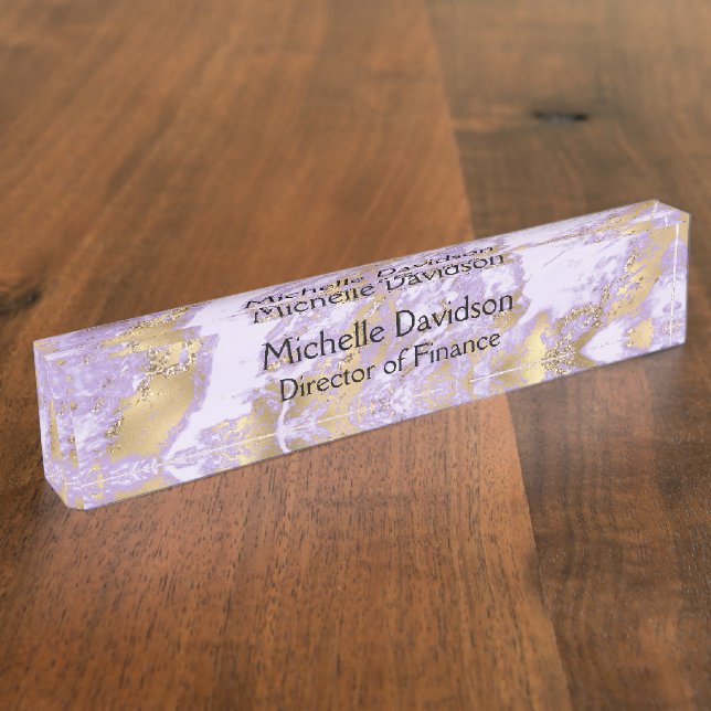 Purple & Gold Marble Executive Nameplate (Side)
