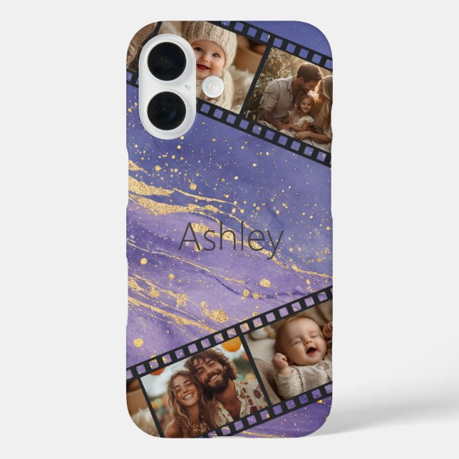 Purple & Gold Marble Film Strip Photo  Case-Mate iPhone Case (Back)