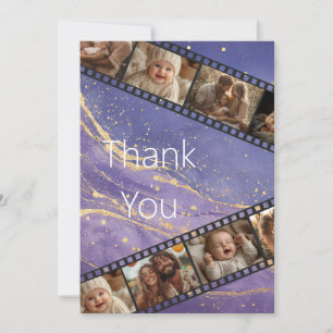 Purple & Gold Marble Film Strip Thank You Card