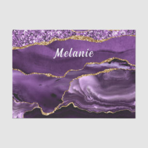 Purple Gold Marble Tissue Paper with Custom Name