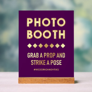 Purple Gold Marquee Letters Wedding Photo Booth Acrylic Sign