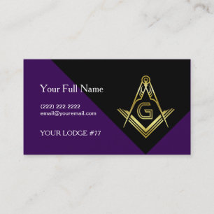 Purple & Gold Masonic Business Cards, Freemasonry Business Card