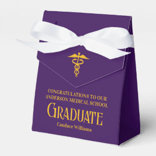 Purple Gold Medical School Graduation Party Favor Box