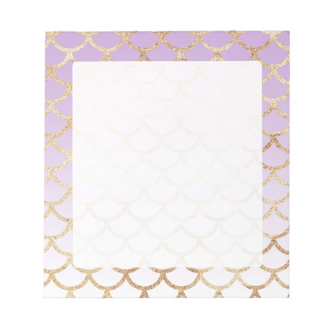 Purple gold mermaid scales glitter effect notepad (Front)