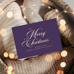 Purple Gold Merry Christmas Foil Card