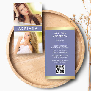 Purple Gold Model Actress Headshot 2 Photo Collage Business Card