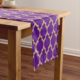 Purple Gold Moroccan #4LG Pattern Short Table Runner