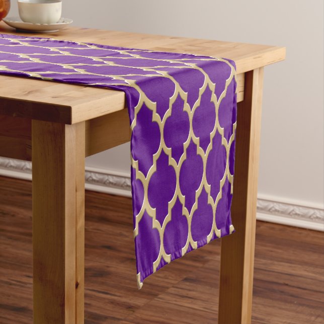 Purple Gold Moroccan #4LG Pattern Short Table Runner (In Situ)