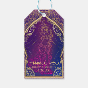 Purple & Gold Moroccan Arabian Belly Dancing Party Gift Tags