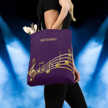 Purple gold music notes name<br><div class="desc">Simple and elegant for a music lover! A feminine and gilry dark purple background color with faux gold music notes. Template for your name, golden hand lettered style script.</div>