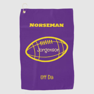 Purple Gold Norseman Custom Uff Da Golf Towel
