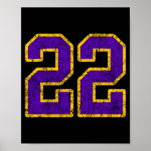 Purple gold number 22 jersey player uniform #22 poster