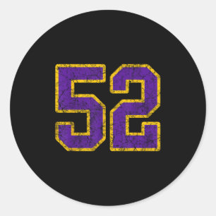 Purple Gold Number 52 Jersey Player Uniform #52 Ng Classic Round Sticker