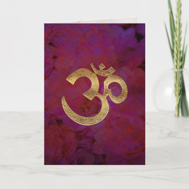 purple gold OM Greeting Card  Note Card (Front)