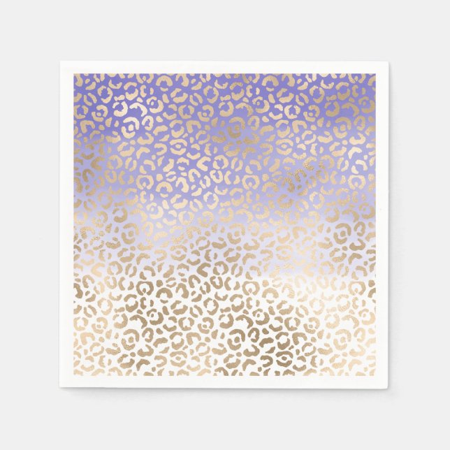 Purple Gold Ombre Leopard Print Napkin (Front)
