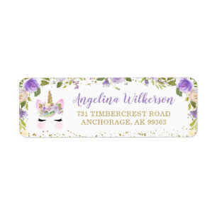 Purple Gold Parties scintillant Unicorn Floral Adr