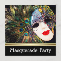 Purple Gold Peacock Feather Mask Masquerade Party