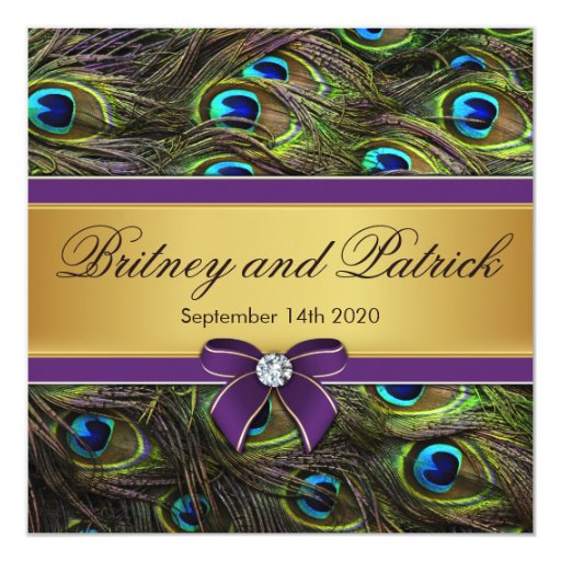 Purple Peacock Wedding Invitations 3