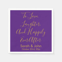 Purple Gold Personalized Script Wedding Reception