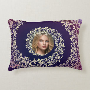 Purple & Gold Photo Accent Pillow