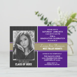 Purple Gold Photo Graduation Announcements