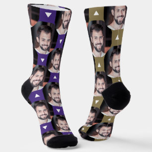  Purple & Gold Photo of Boyfriend for Girlfriend   Socks
