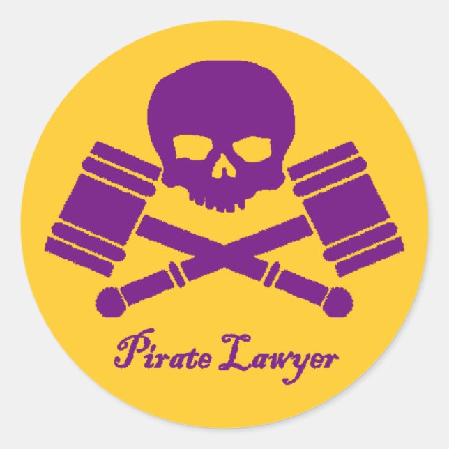 Purple & Gold Pirate Lawyer Sticker w/ Border (Front)