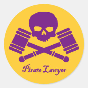 Purple & Gold Pirate Lawyer Sticker w/ Border