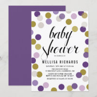 Purple & Gold Polka Dots Confetti Baby Shower