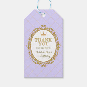 Purple Gold Princess Birthday Party Favour Gift Tags