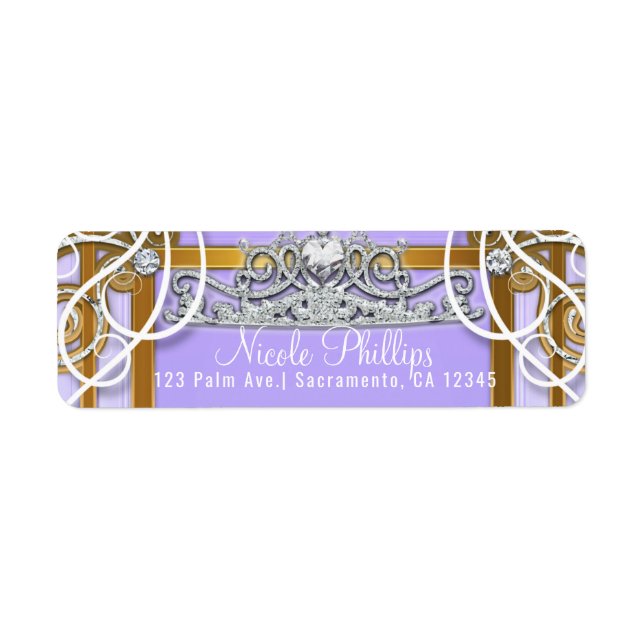Purple Gold Princess Crown Carriage Sweet 16 Party (Devant)