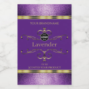 Purple Gold Product Labels Glitter Border Add Logo