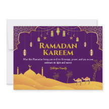 Purple & Gold Ramadan Mubarak Greeting Card 