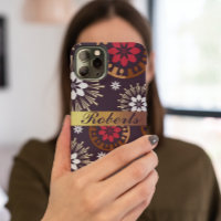 Purple Gold Red Retro Motif Ajouter un nom coque i