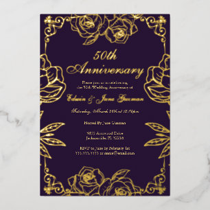 Purple Gold Rose Garden 50th Wedding Anniversary