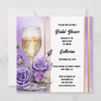 Purple gold rose sparkling wine bridal shower